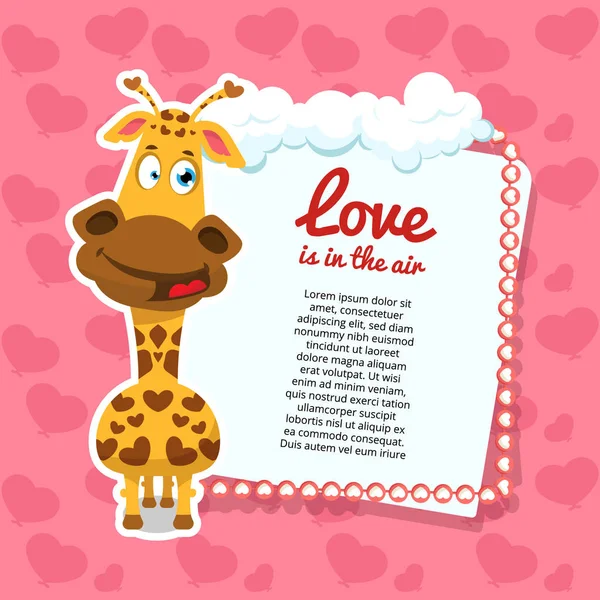 Fondo de San Valentín con jirafa — Archivo Imágenes Vectoriales